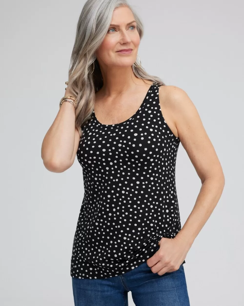 Sale Touch Of Cool™ Polka Dot Polished Tank Tops