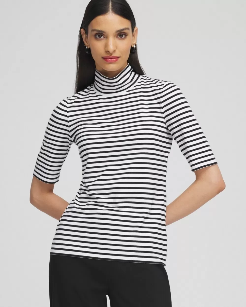 Sale Touch Of Cool™ Stripe Mock Neck Tee Tops