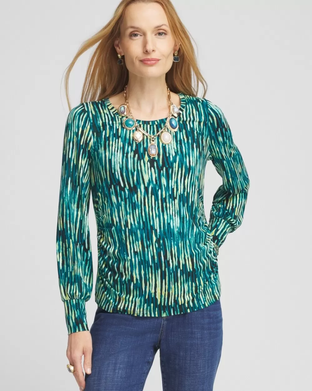 Discount Touch Of Cool™ Stripes Shirred Top Tops