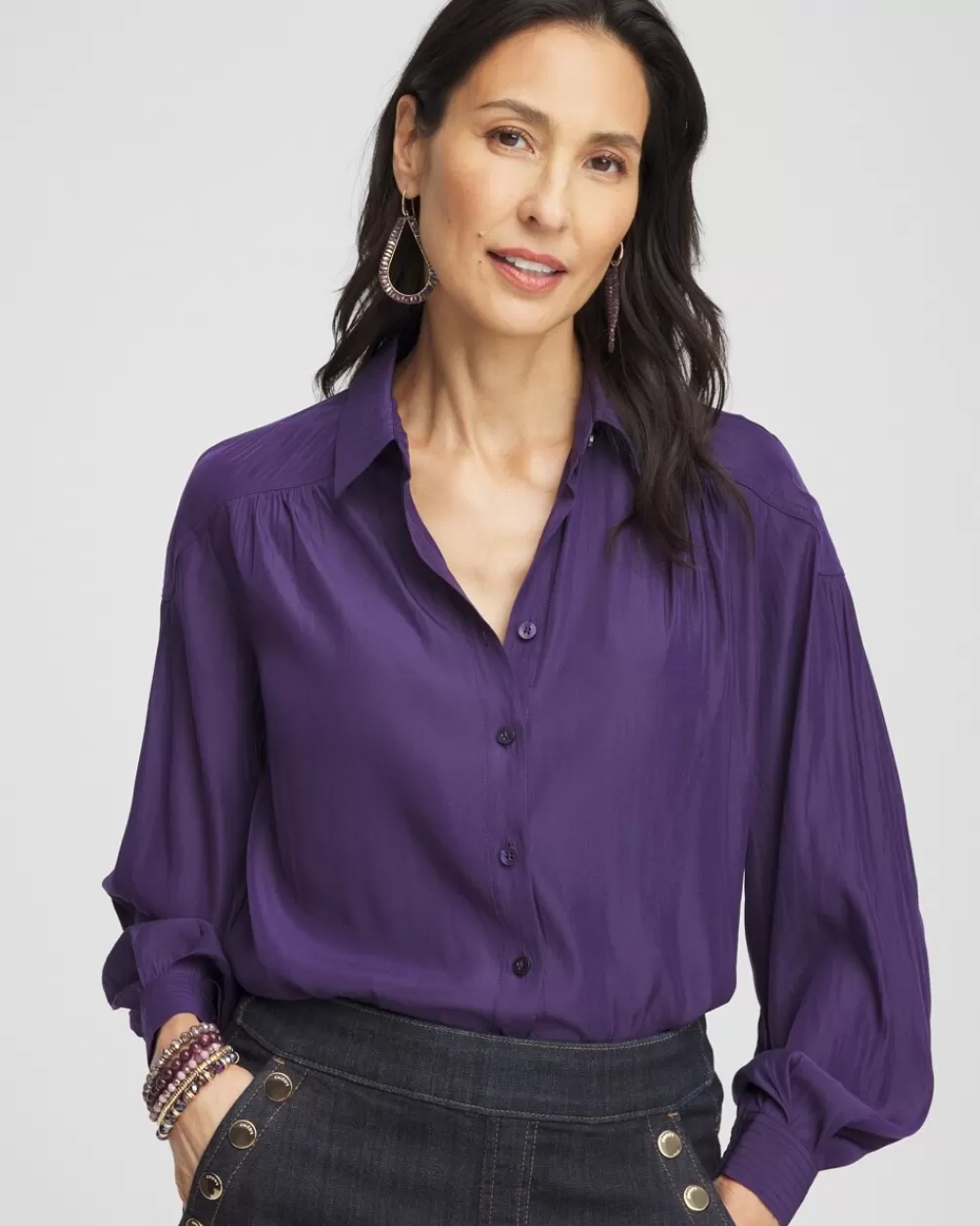 Discount Trapunto Shoulder Blouse Tops | Blouses & Shirts