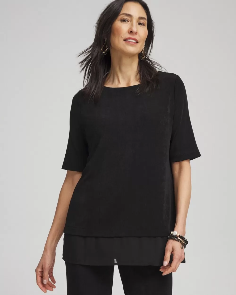 Fashion Travelers™ Chiffon Hem Top Tops