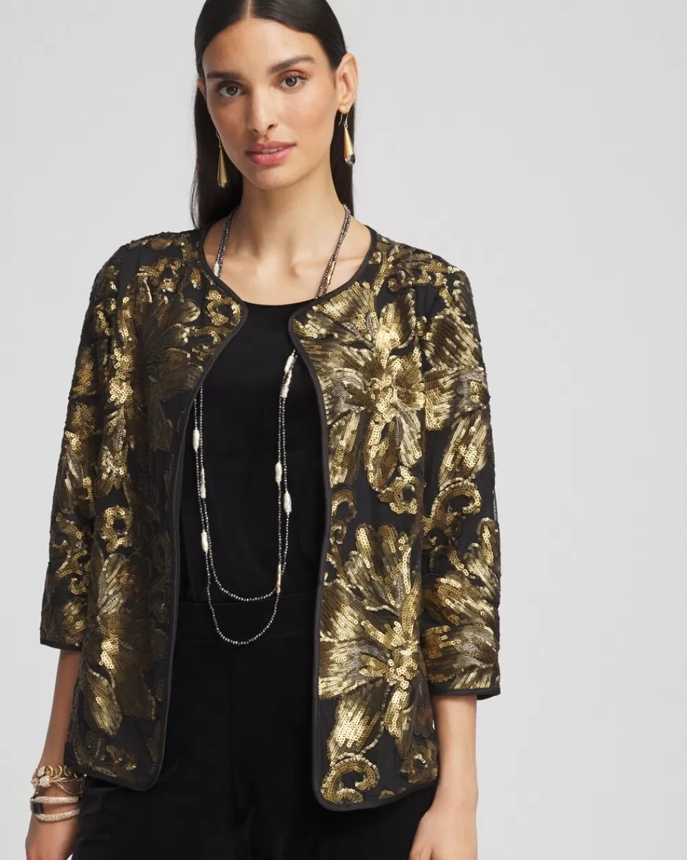 Discount Travelers™ Collection Embroidered Sequin Jacket Jackets & Coats