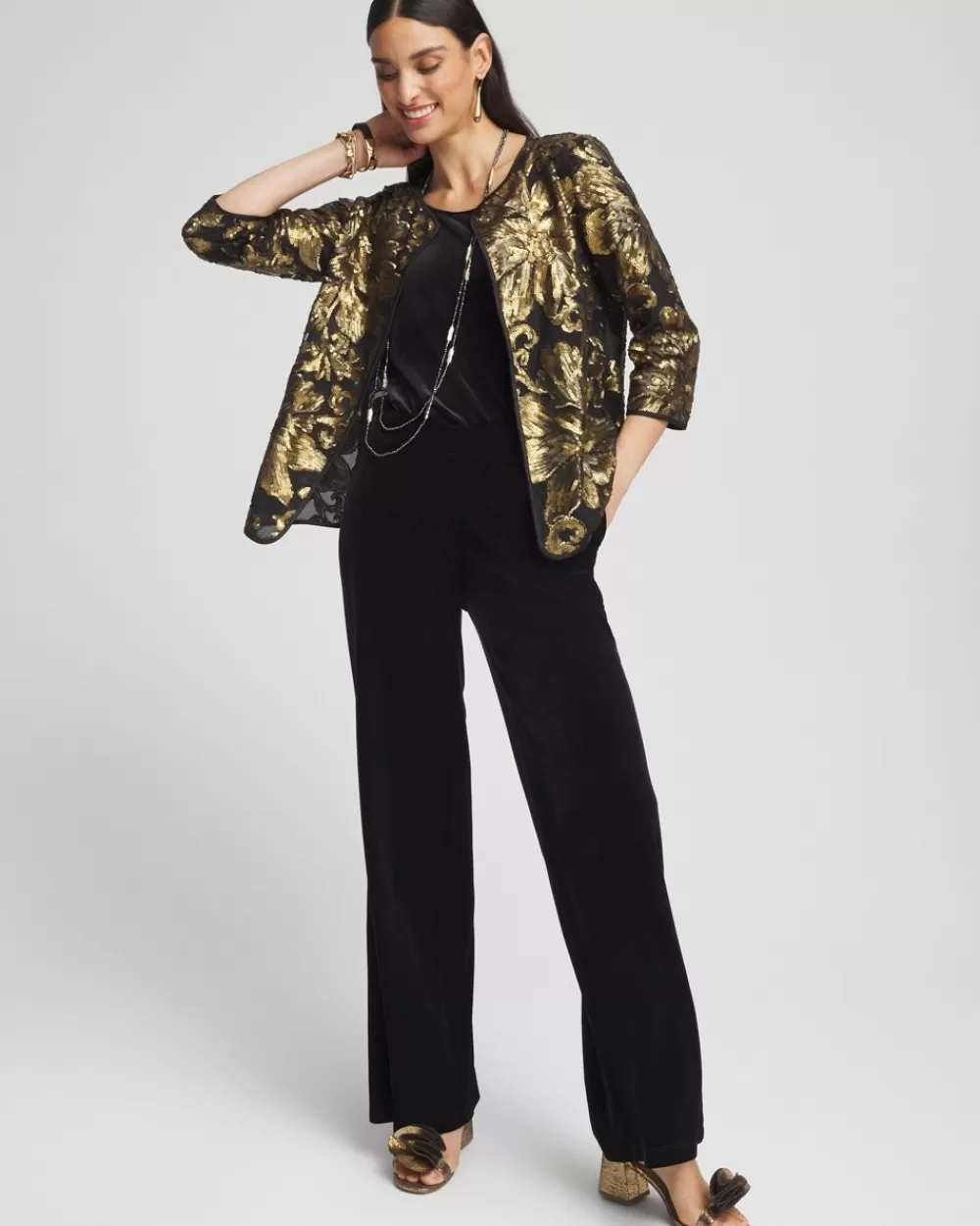 Discount Travelers™ Collection Embroidered Sequin Jacket Jackets & Coats