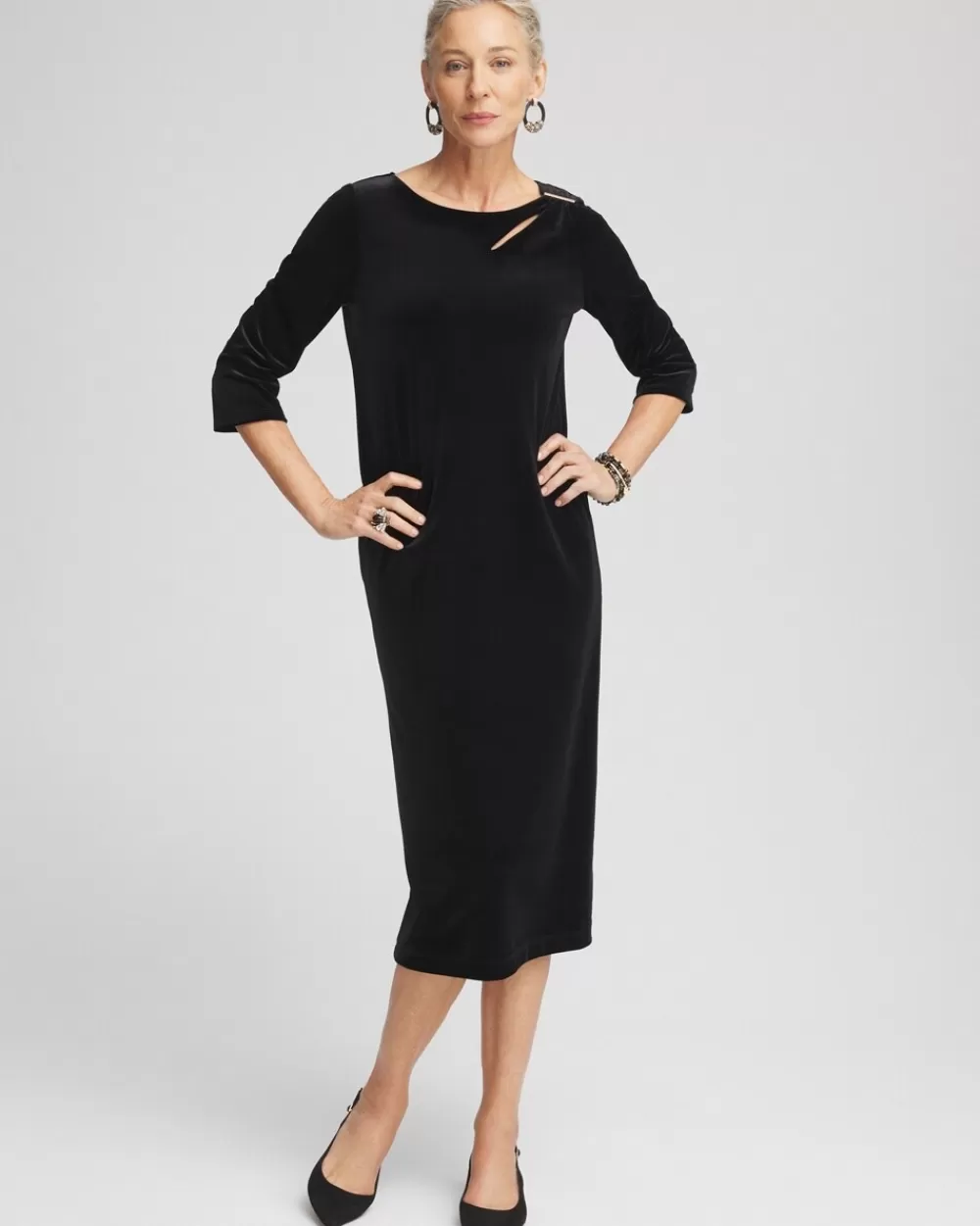 Shop Travelers™ Collection Velvet Midi Dress Dresses