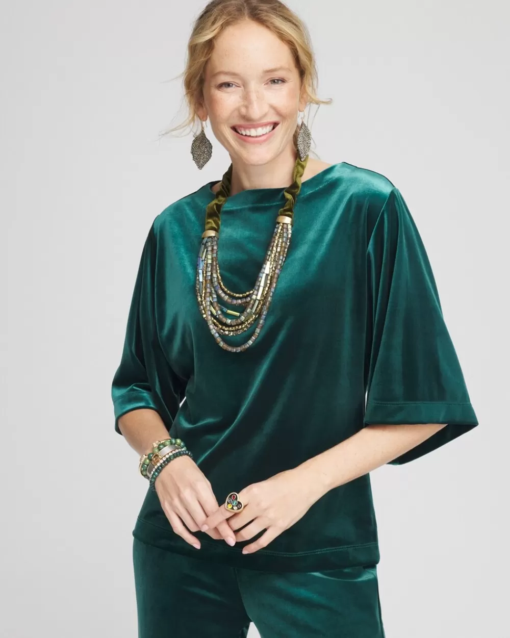 Outlet Travelers Collection Velvet Top Tops | Matching Sets