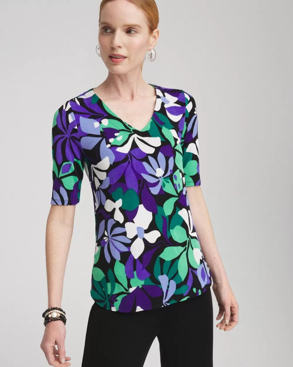 Store Travelers™ Floral V-neck Top Tops