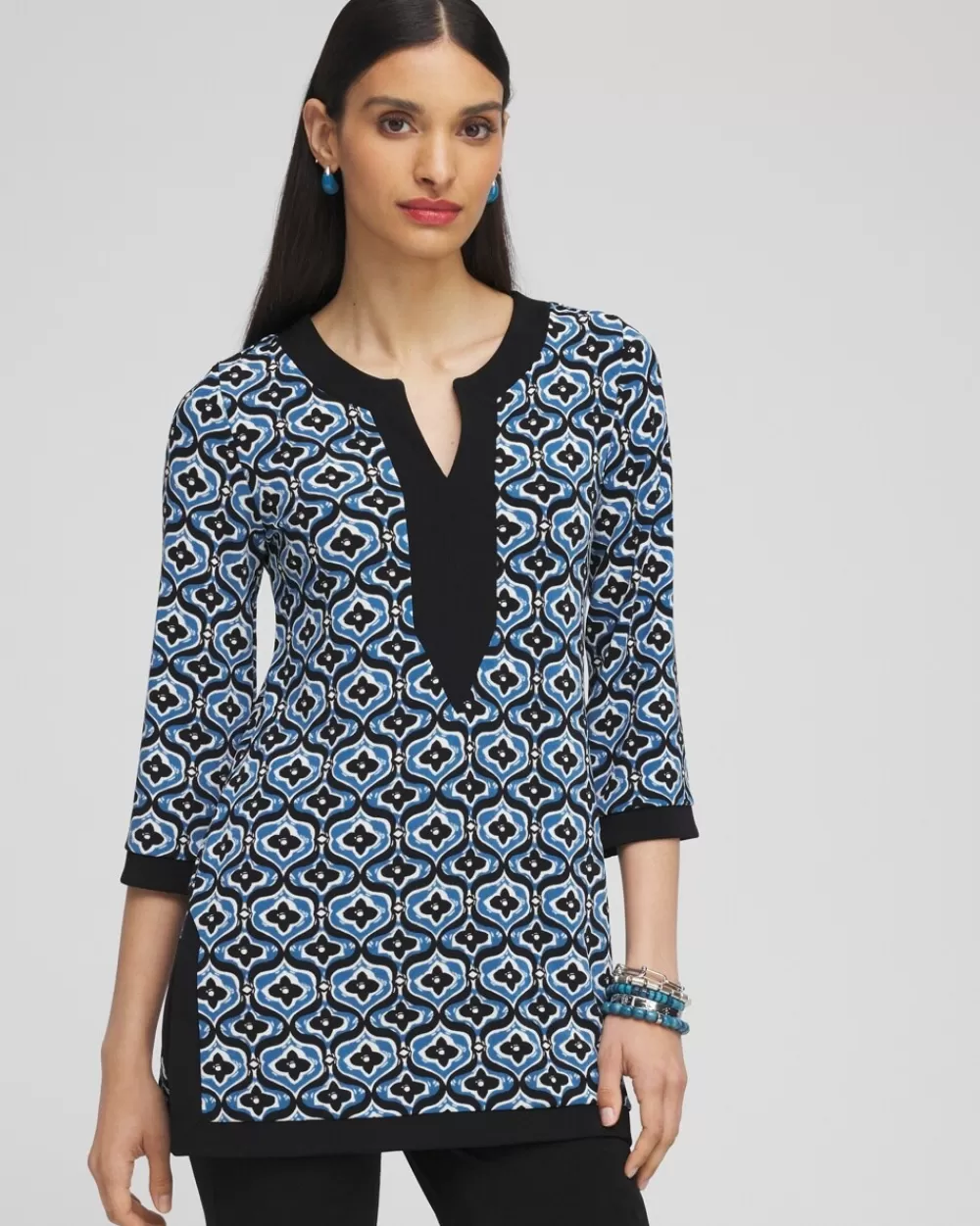 Hot Travelers™ Geo Print Kurta Top Tops