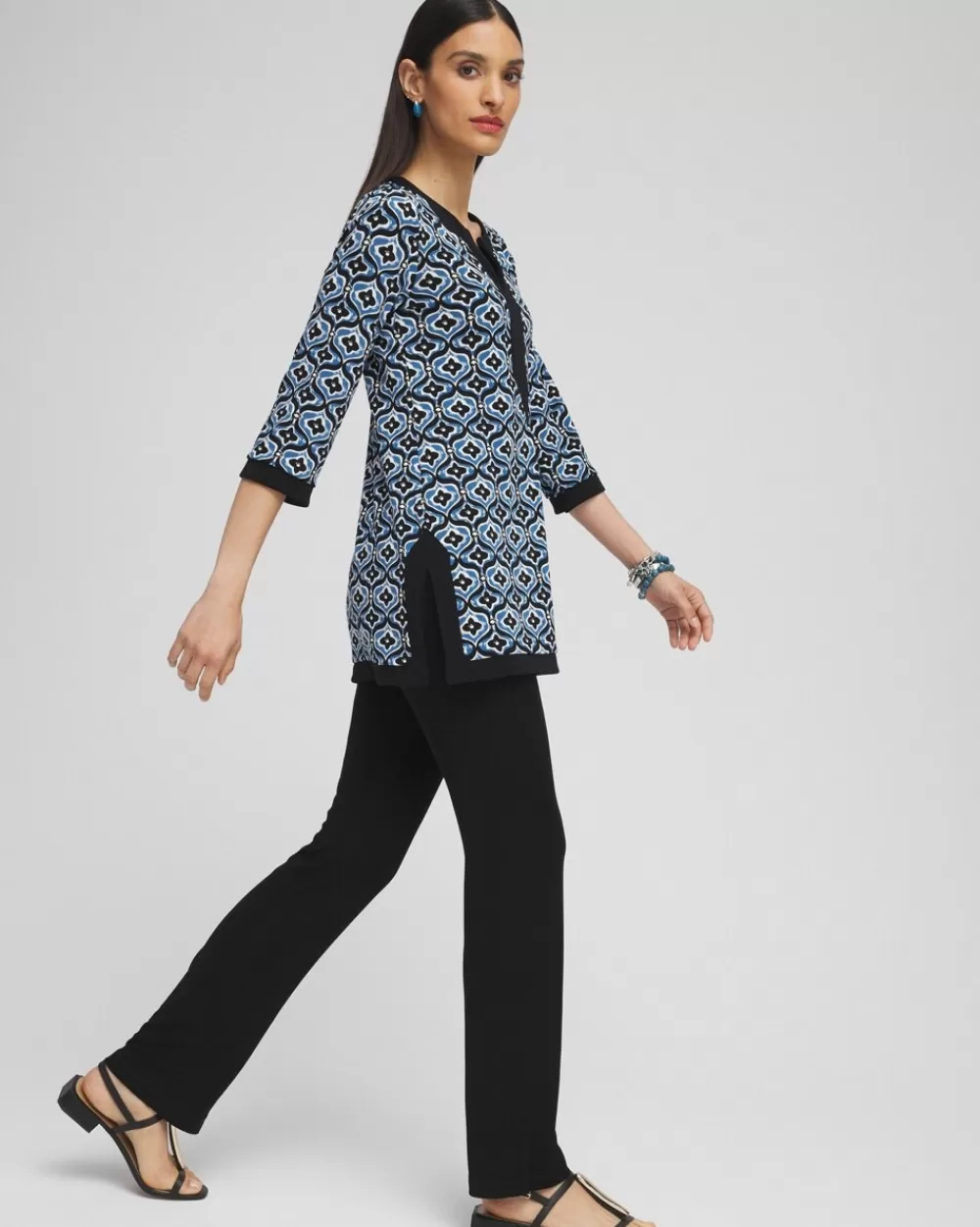 Hot Travelers™ Geo Print Kurta Top Tops