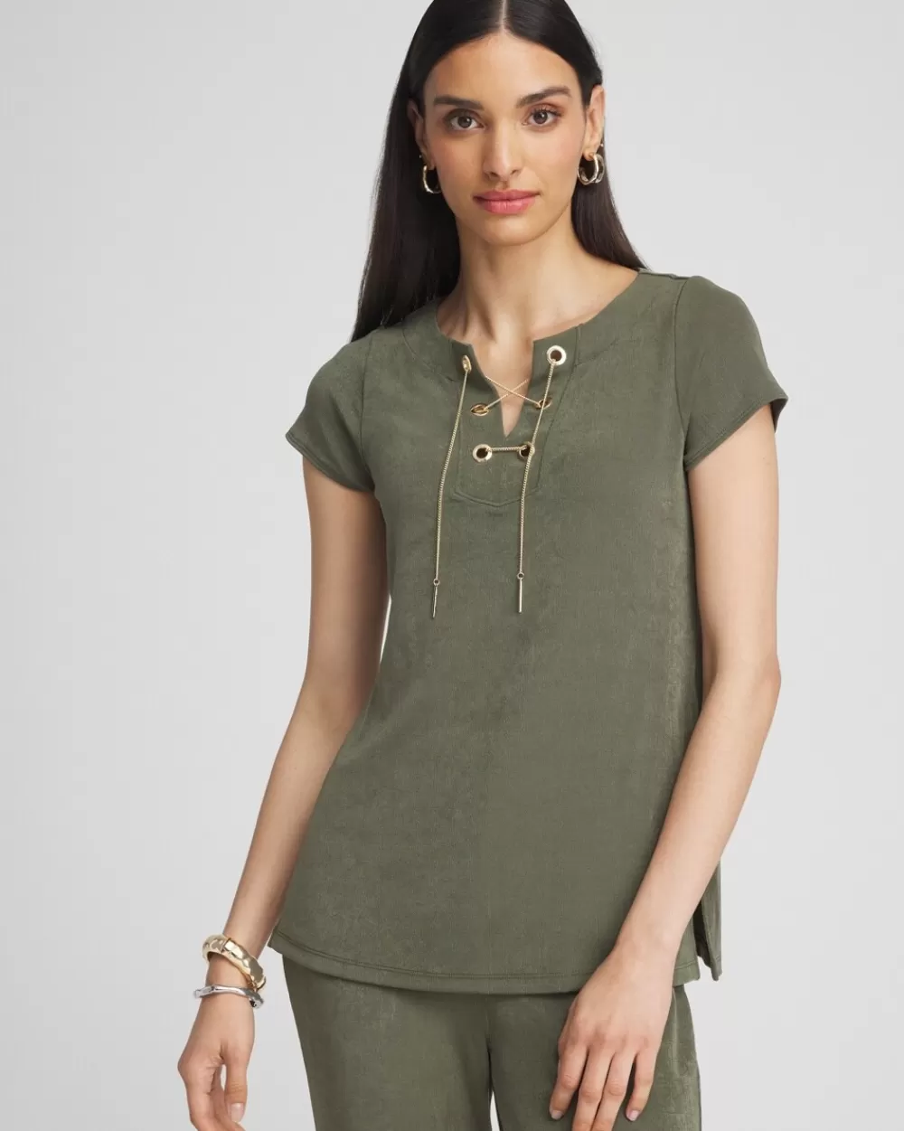 Outlet Travelers™ Lace Up Top Tops