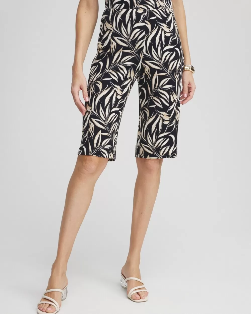 Cheap Travelers™ Leaf Print Bermuda Shorts Pants