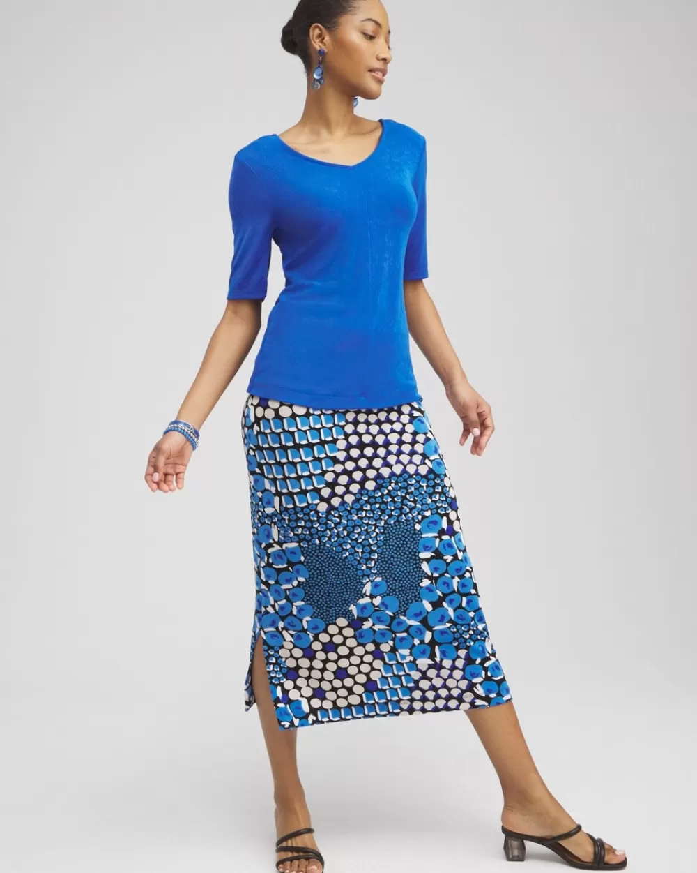 Fashion Travelers™ Mixed Dots Midi Skirt Skirts