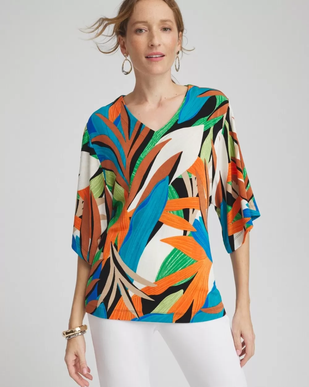 Cheap Travelers™ Palms Kimono Sleeve Top Tops