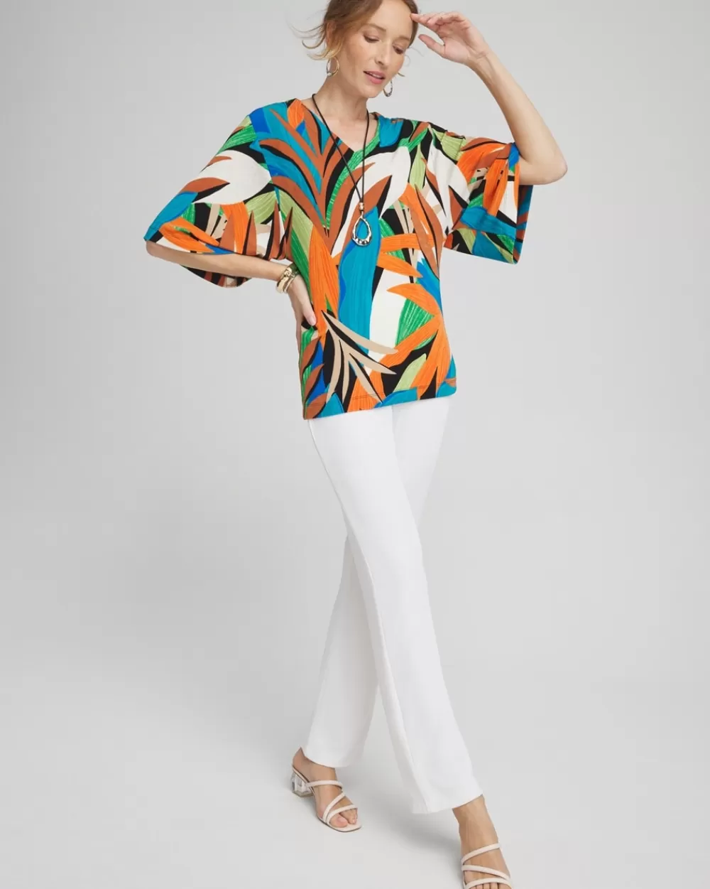 Cheap Travelers™ Palms Kimono Sleeve Top Tops