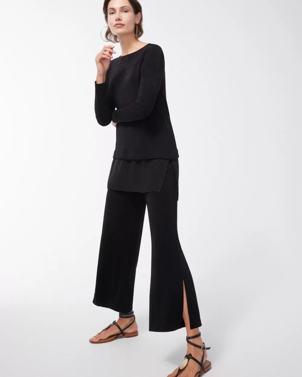 Store Travelers Wide Leg Side Slit Ankle Pants Pants