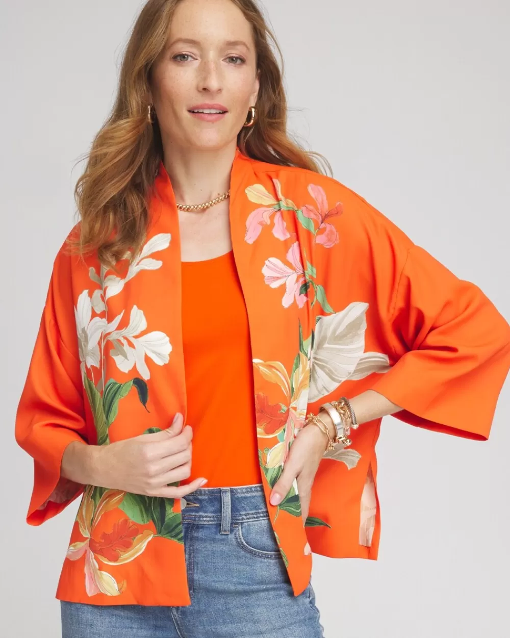 Flash Sale Tropical Floral Kimono Tops