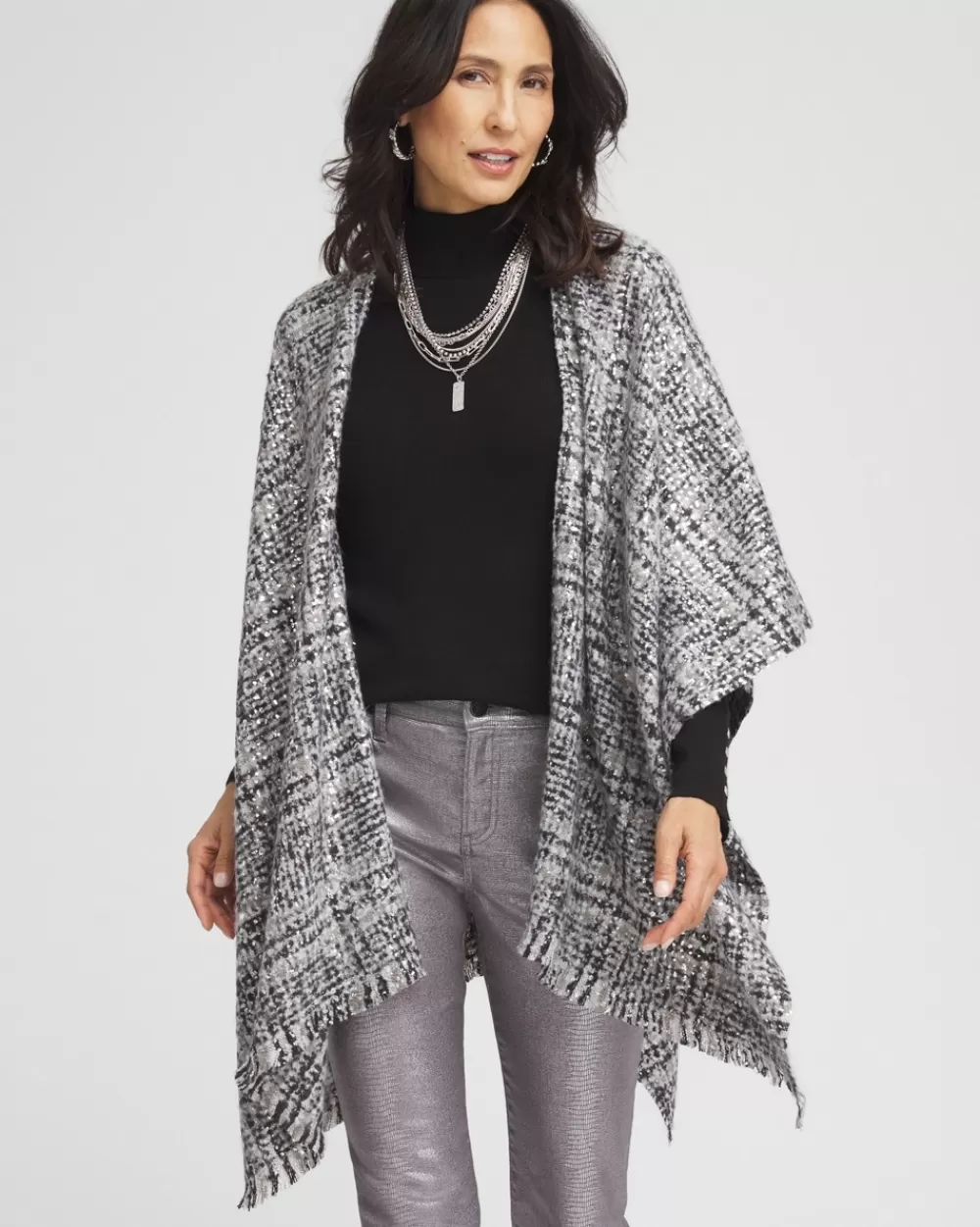 Cheap Tweed Ruana Tops | Ponchos & Ruanas