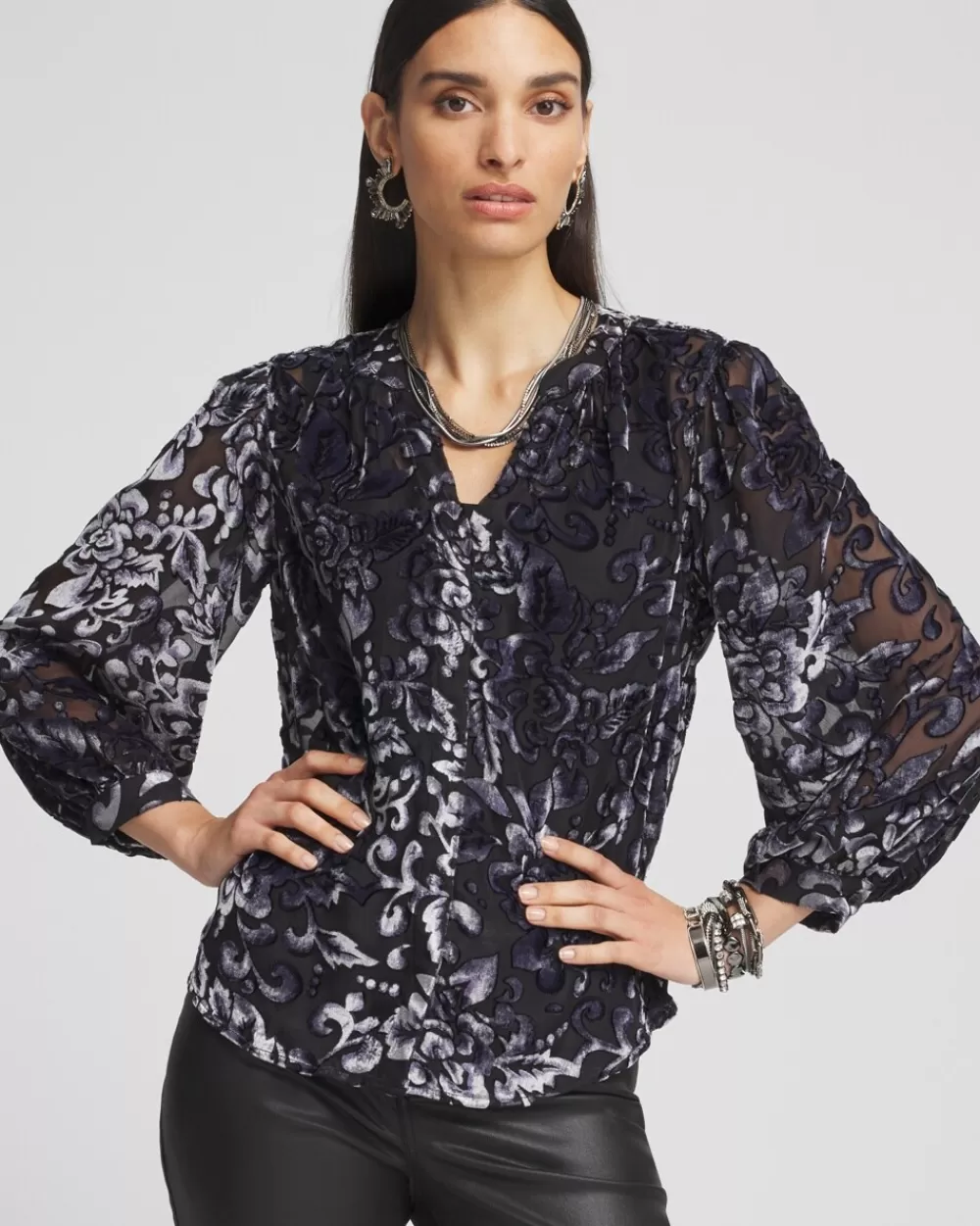 Flash Sale Velvet Blouson Sleeve Blouse Tops | Blouses & Shirts