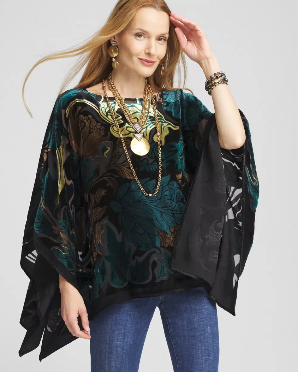 Hot Velvet Burnout Poncho Ponchos & Ruanas