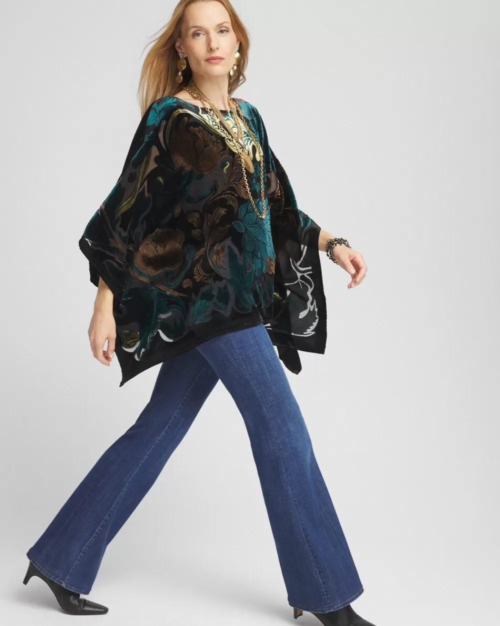 Hot Velvet Burnout Poncho Ponchos & Ruanas