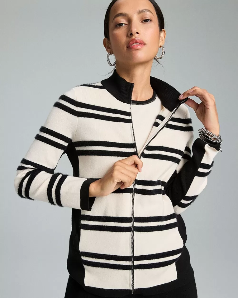 Flash Sale Zenergy® Luxe Cashmere Blend Striped Cardigan Jackets & Coats | Activewear