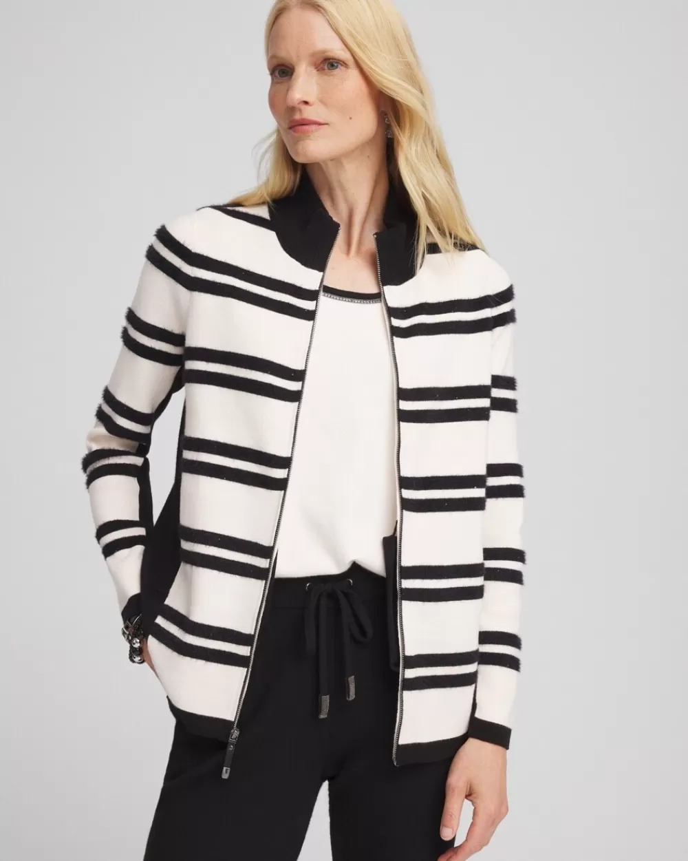 Flash Sale Zenergy® Luxe Cashmere Blend Striped Cardigan Jackets & Coats | Activewear