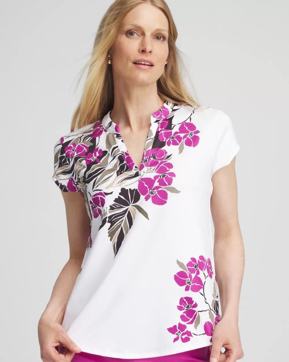 Fashion Zenergy® Placed Floral Top Tops