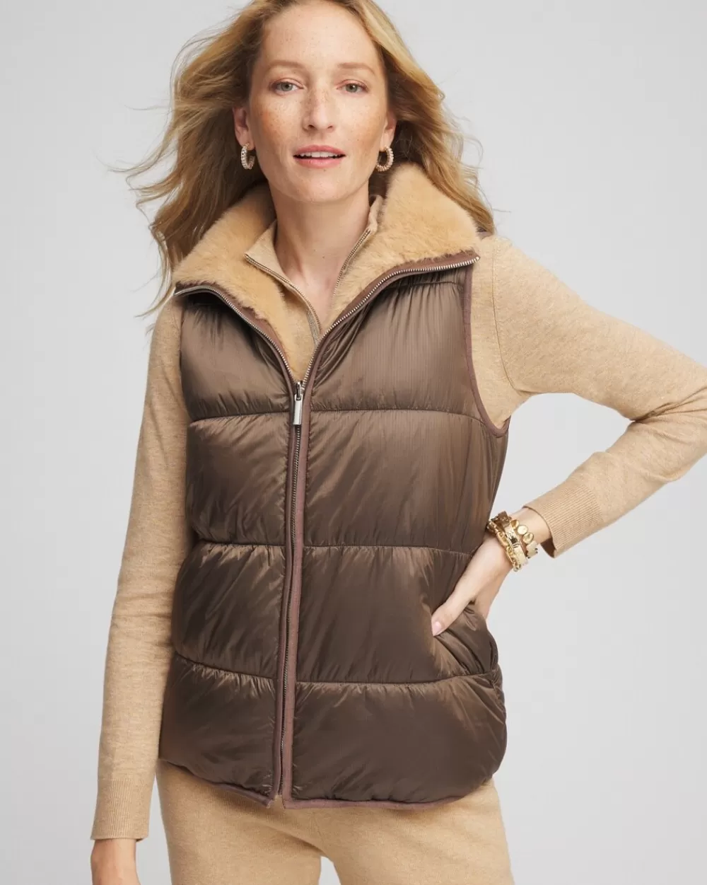 Outlet Zenergy® Reversible Faux-Fur Vest Activewear | Jackets & Coats