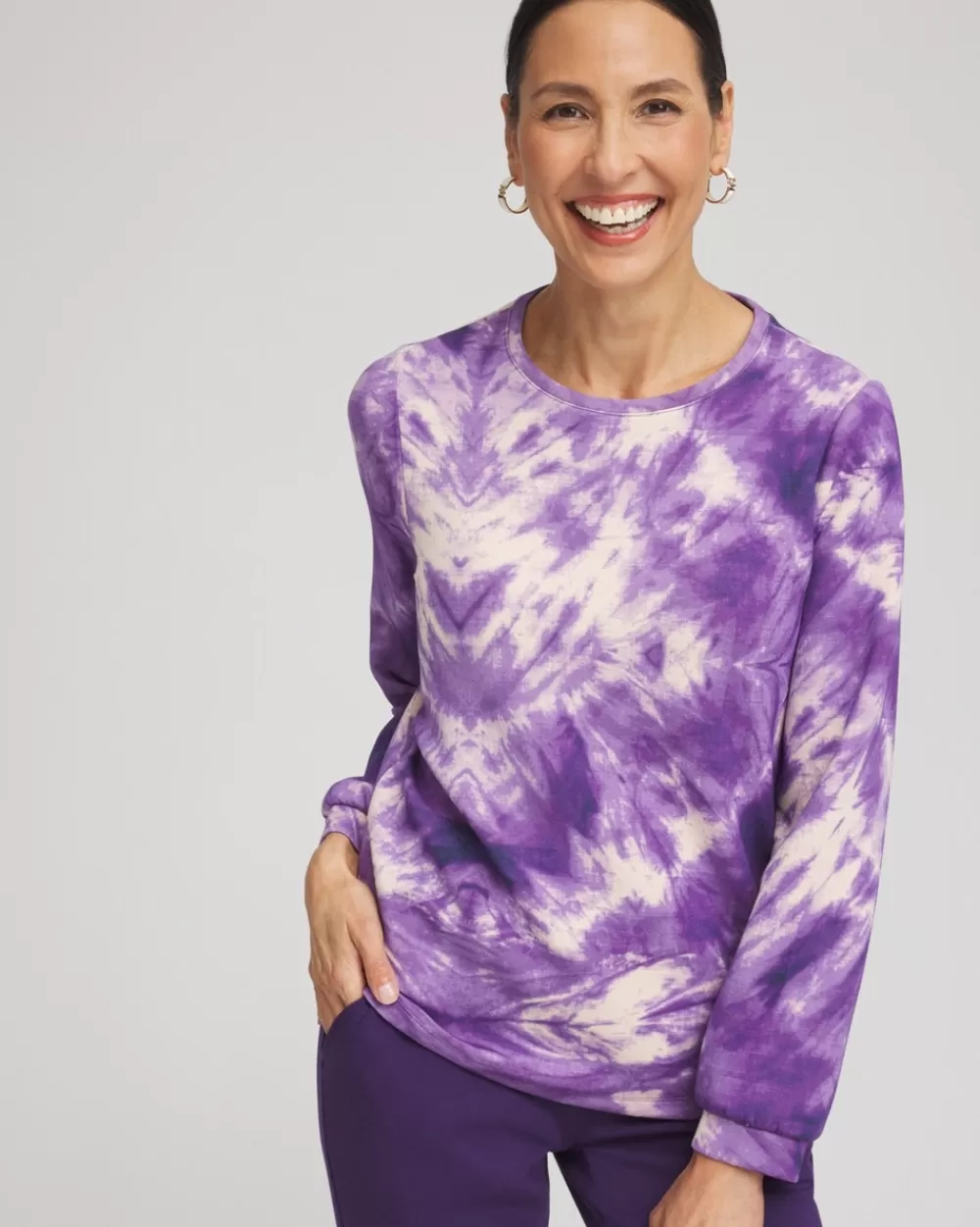 Cheap Zenergy® Scuba Tie Dye Long-sleeve Top Tops