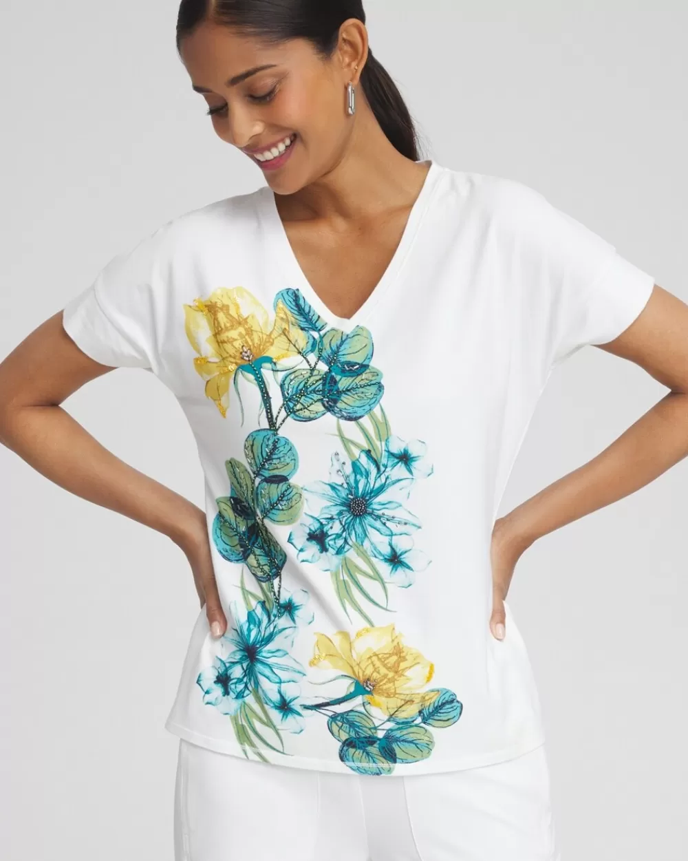 Shop Zenergy® UPF Floral Print Tee Tops