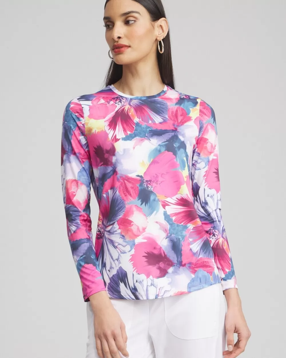 Best Sale Zenergy® UPF Knit Floral Tee Tops