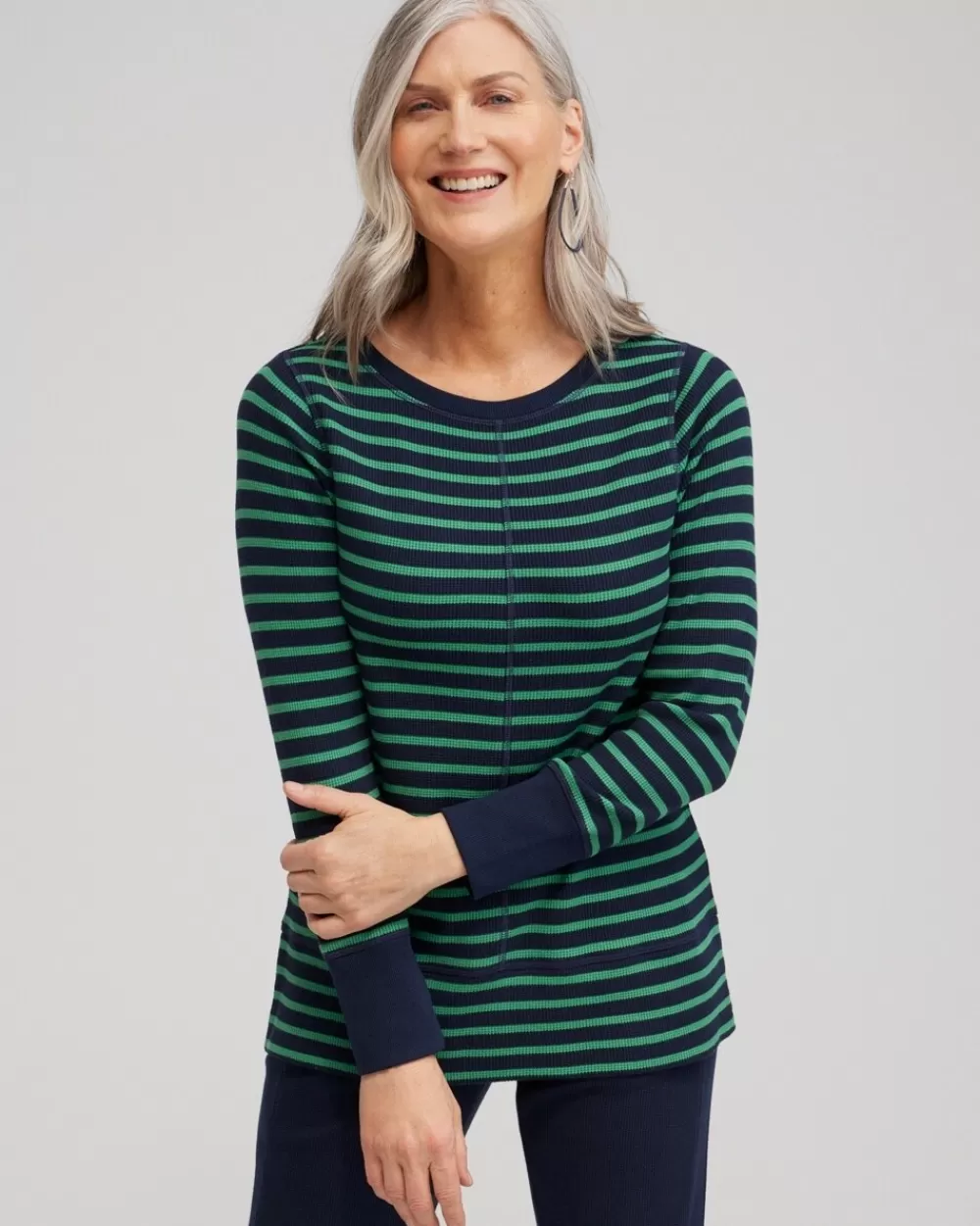 Clearance Zenergy® Waffle Knit Stripe Top Tops